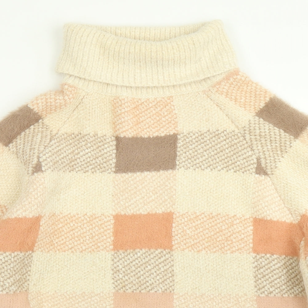 Primark Womens Beige Check Knit Pullover Jumper Size XL  - Cropped