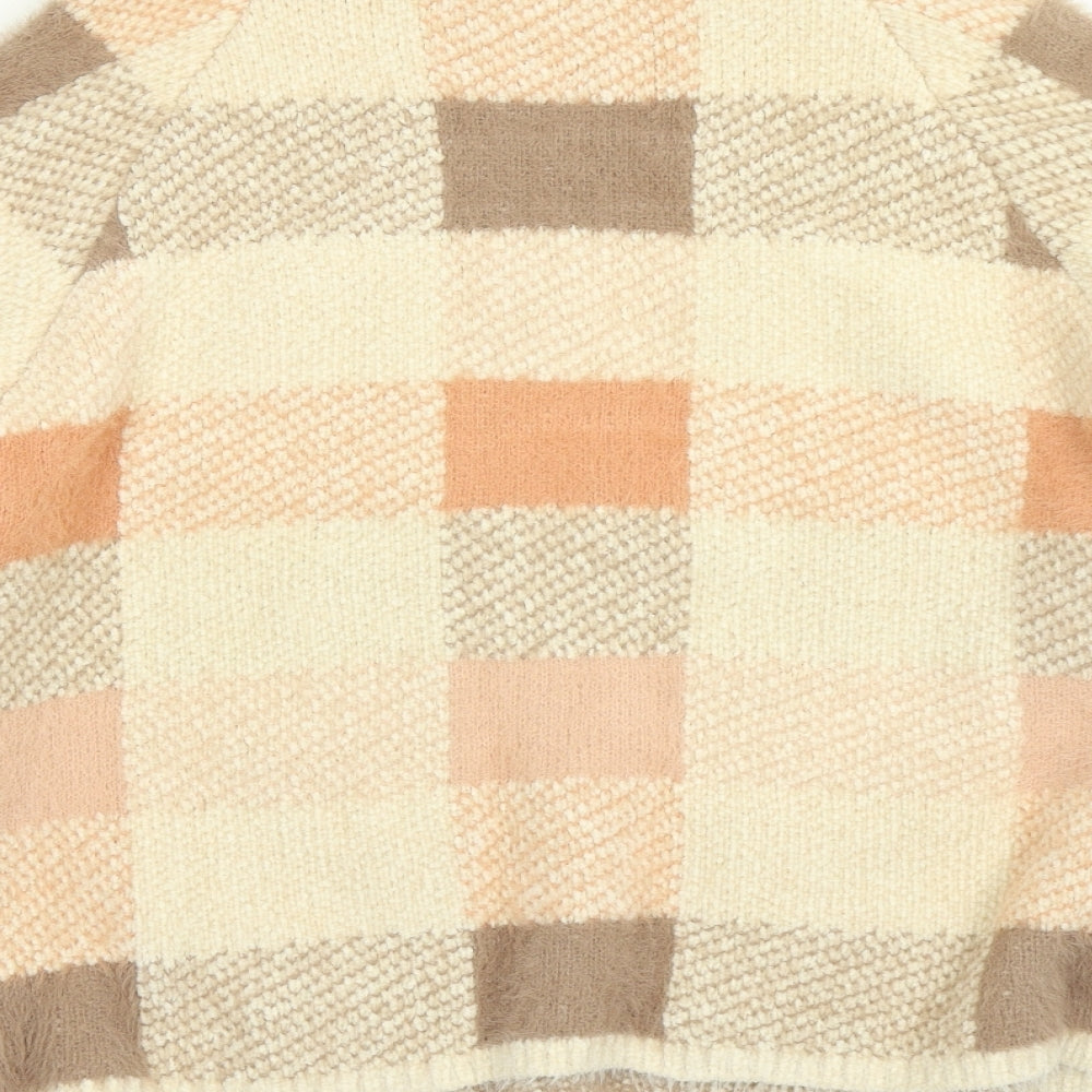 Primark Womens Beige Check Knit Pullover Jumper Size XL  - Cropped