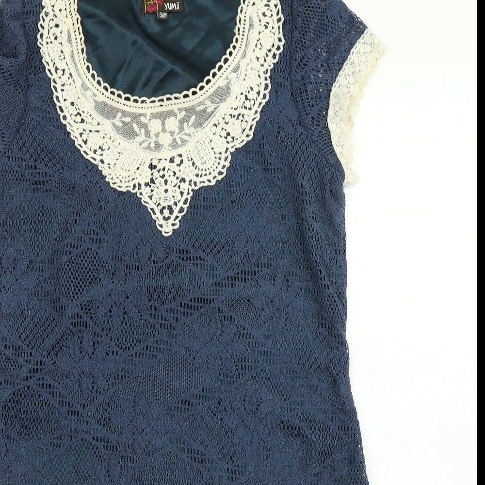 Yumi Womens Blue  Knit A-Line  Size S