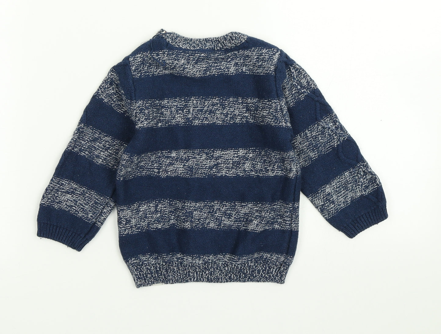 H&M  Blue Striped Knit Pullover Jumper Size 9-12 Months