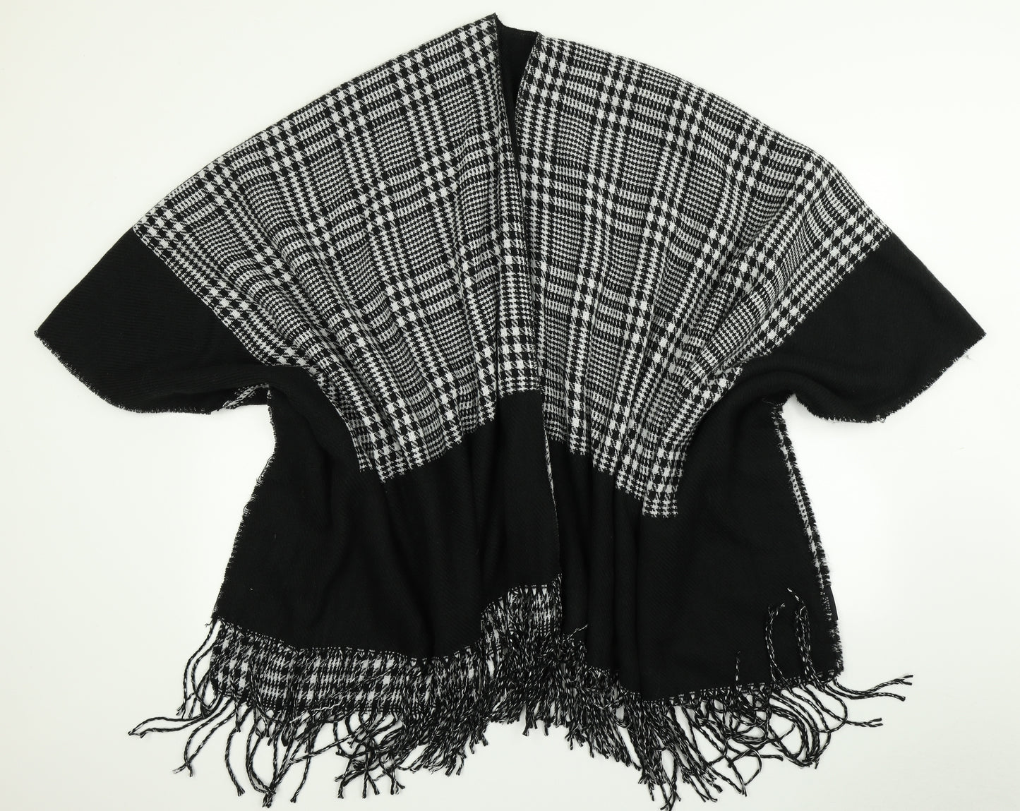 Lipsy Womens Black Check Knit Cape Jumper One Size
