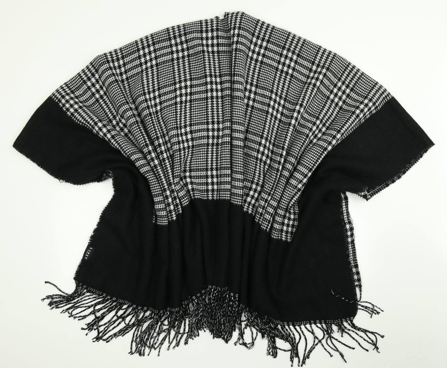 Lipsy Womens Black Check Knit Cape Jumper One Size