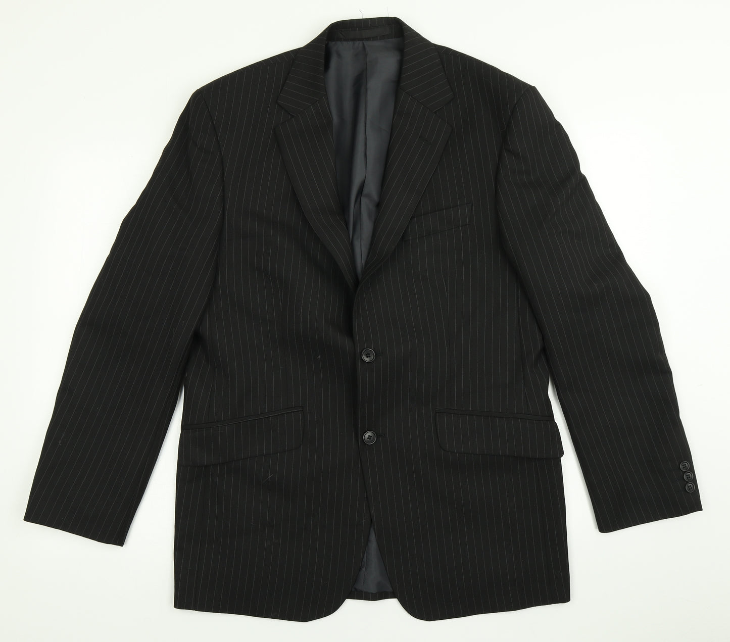 Impressions Mens Black Striped  Jacket Blazer Size 38