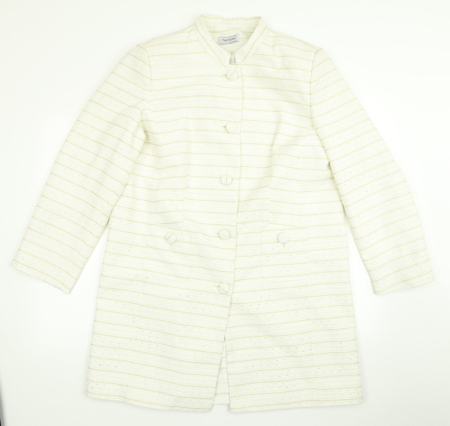 Nightingales Womens Ivory Striped  Jacket Blazer Size 18