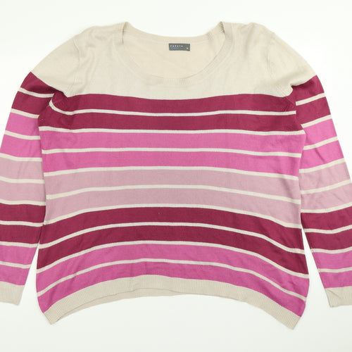Papaya Womens Pink Striped Knit Pullover Jumper Size 20