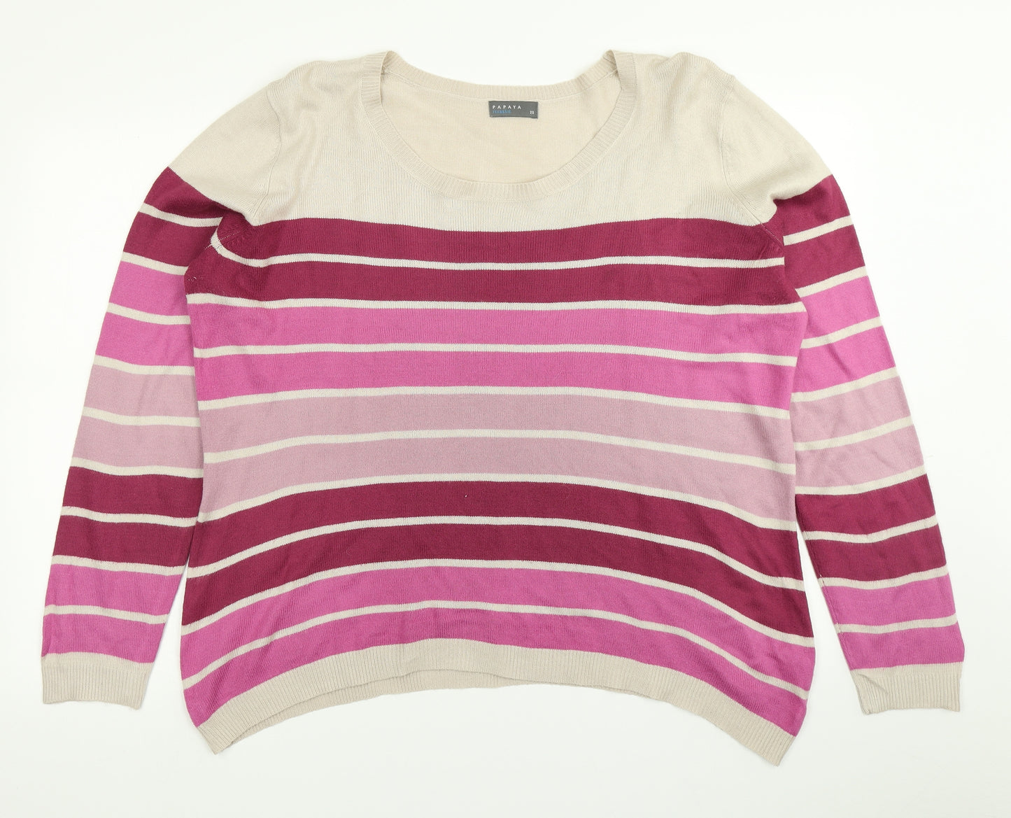 Papaya Womens Pink Striped Knit Pullover Jumper Size 20