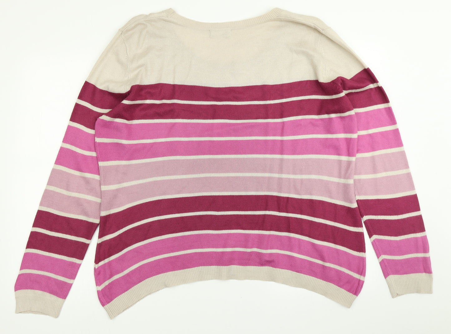 Papaya Womens Pink Striped Knit Pullover Jumper Size 20