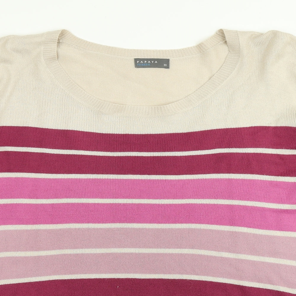 Papaya Womens Pink Striped Knit Pullover Jumper Size 20
