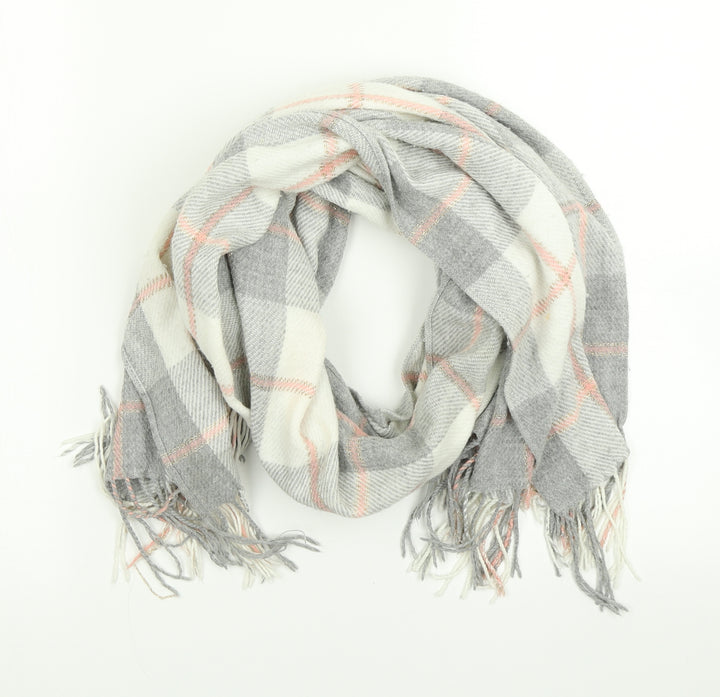 F&F Womens Grey Plaid Knit  Scarf