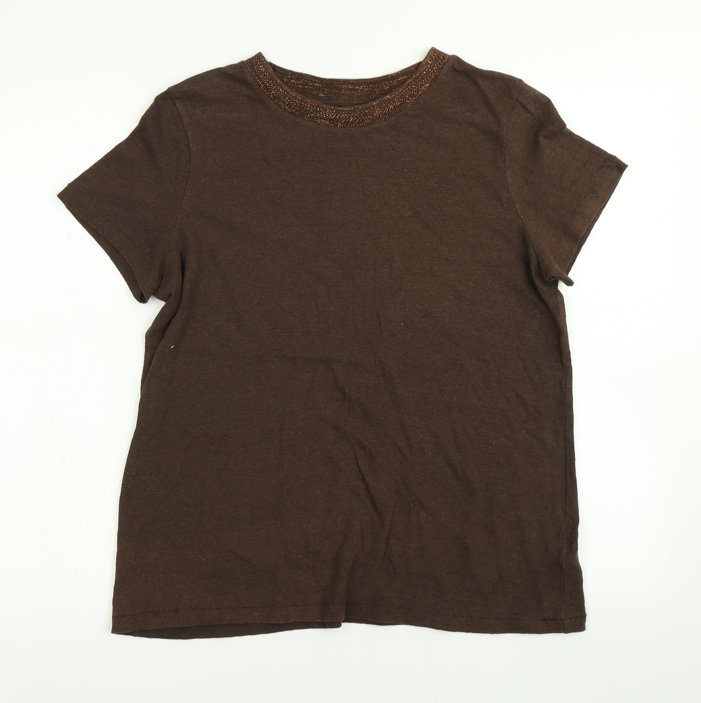 NEXT Womens Brown  Knit Basic T-Shirt Size 12