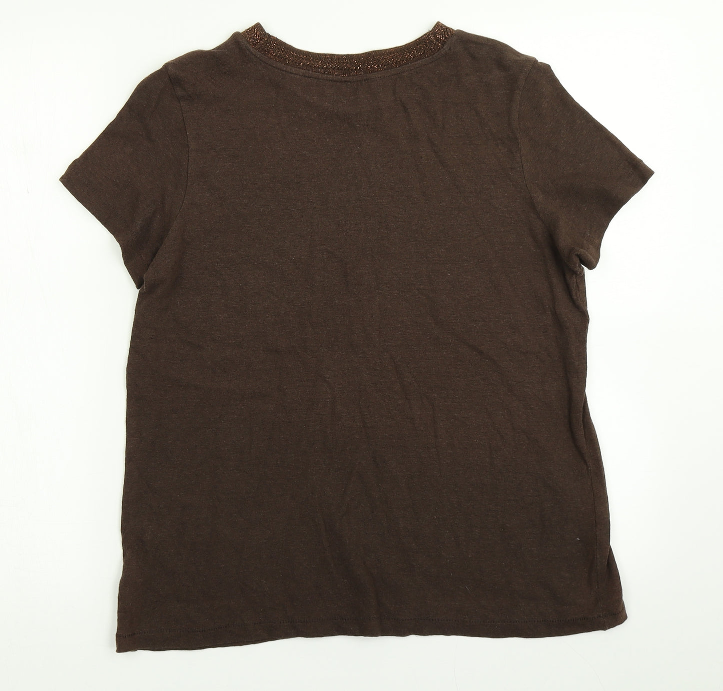 NEXT Womens Brown  Knit Basic T-Shirt Size 12