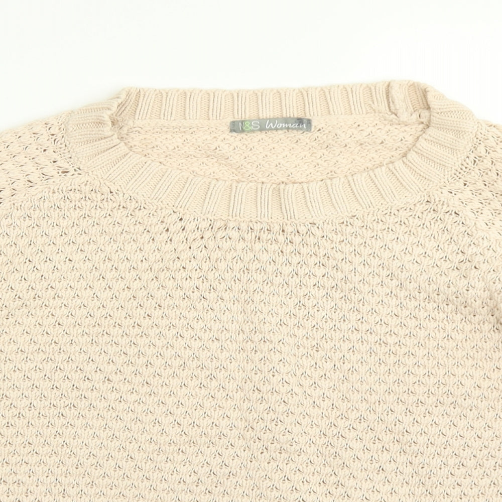 M&S Woman Womens Beige  Knit Pullover Jumper Size 16
