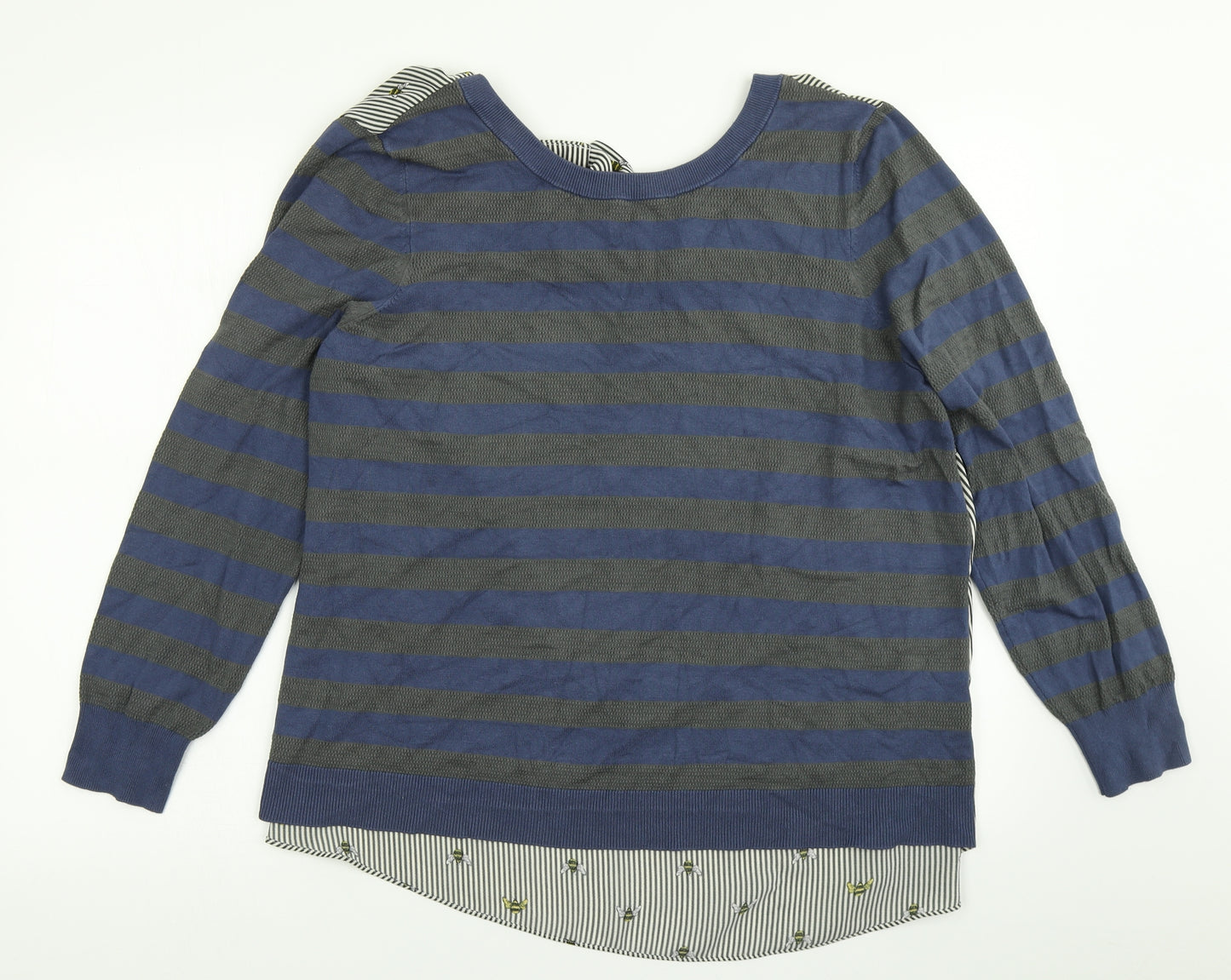 NEXT Womens Blue Striped Knit Pullover Jumper Size 20