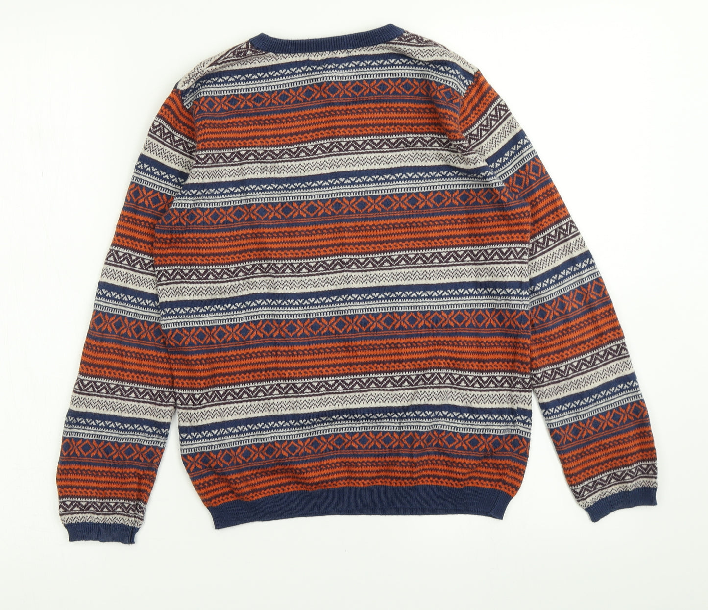 Autograph Boys Blue Fair Isle Knit Pullover Jumper Size 9-10 Years