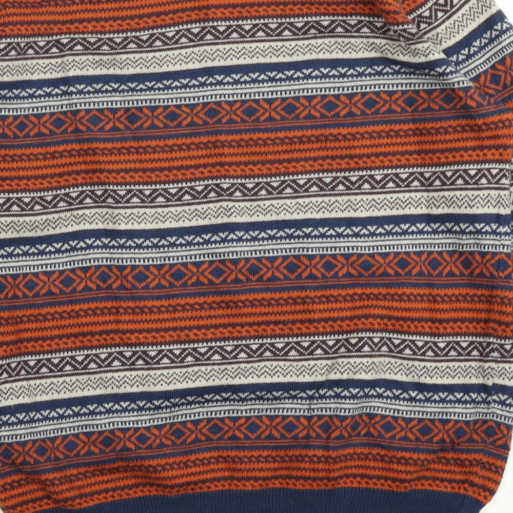 Autograph Boys Blue Fair Isle Knit Pullover Jumper Size 9-10 Years