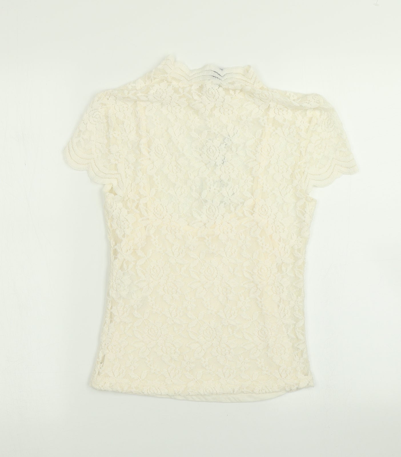 Zara Womens White  Lace Basic T-Shirt Size S