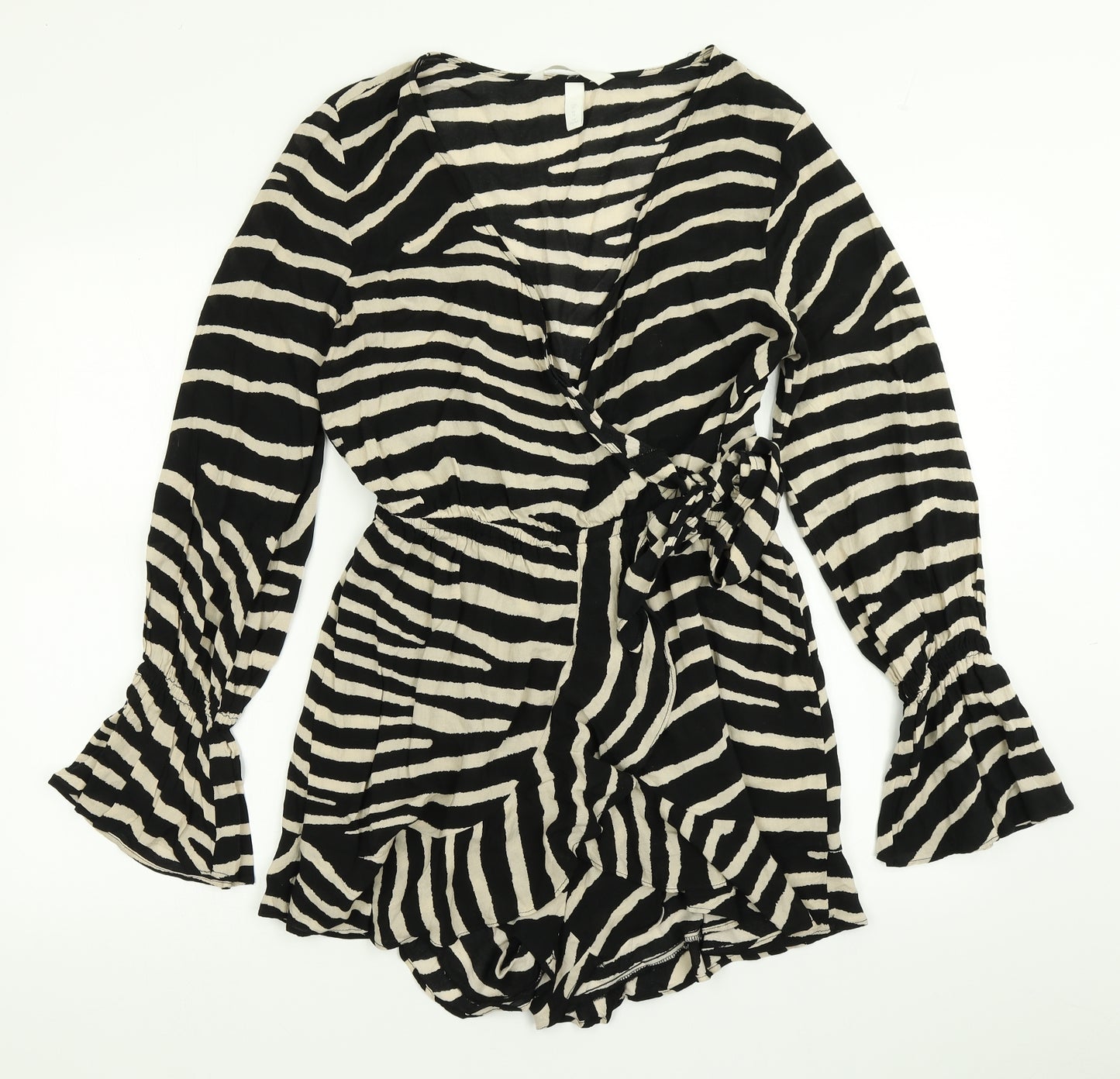 H&M Womens Black Animal Print  Romper One-Piece Size 12