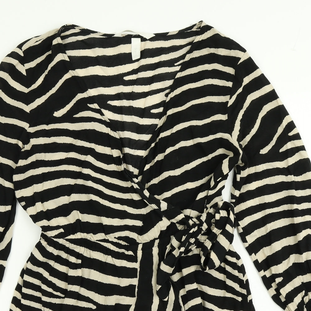 H&M Womens Black Animal Print  Romper One-Piece Size 12