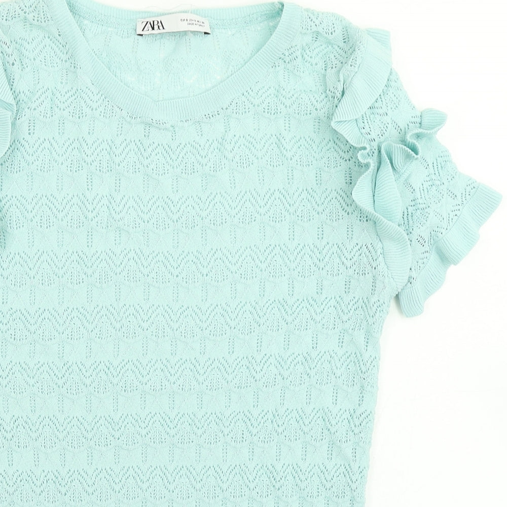 Zara Womens Blue  Knit Pullover Jumper Size S