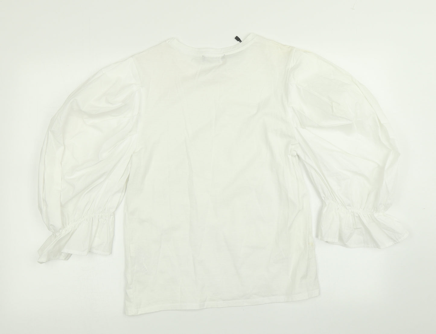 Zara Womens White   Basic T-Shirt Size S  - Balloon sleeve
