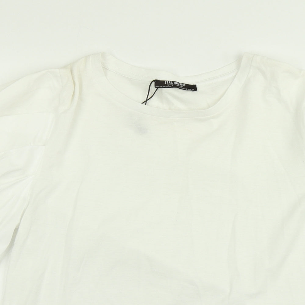 Zara Womens White   Basic T-Shirt Size S  - Balloon sleeve