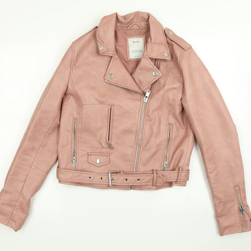 Bershka Womens Pink   Biker Jacket Size L