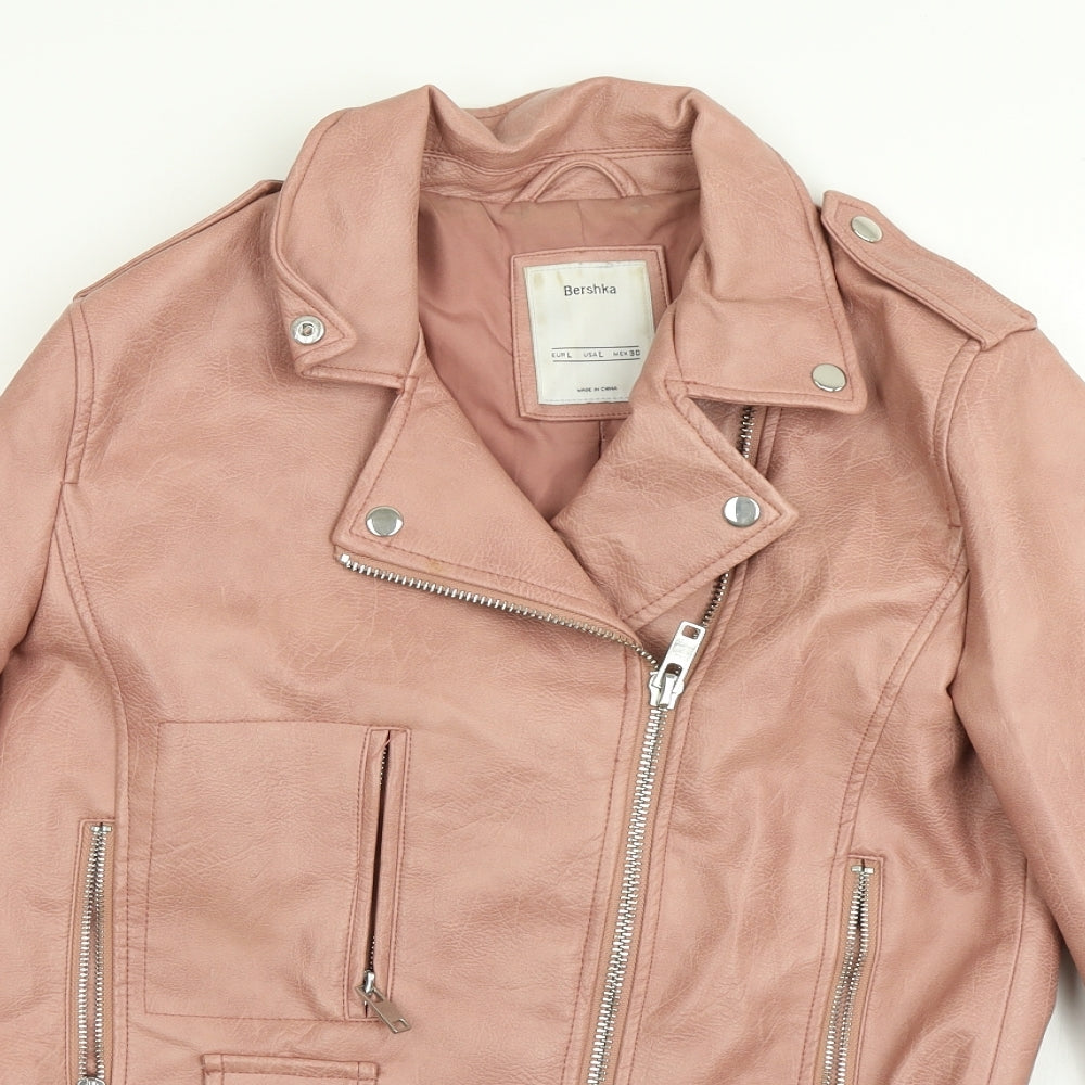 Bershka Womens Pink   Biker Jacket Size L