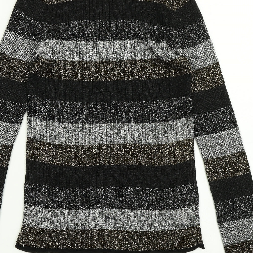 Papaya Womens Black Striped Knit Pullover Jumper Size 10