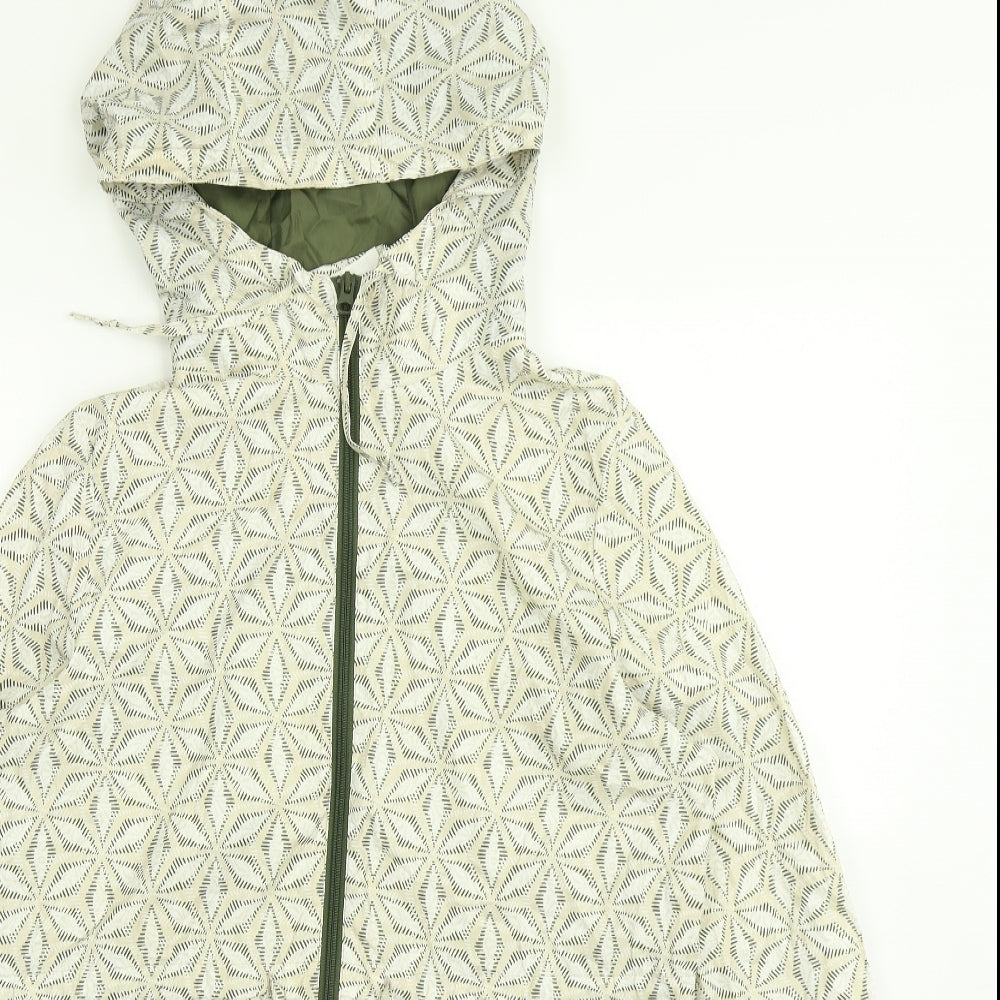 M&S Womens White Floral  Rain Coat Coat Size S