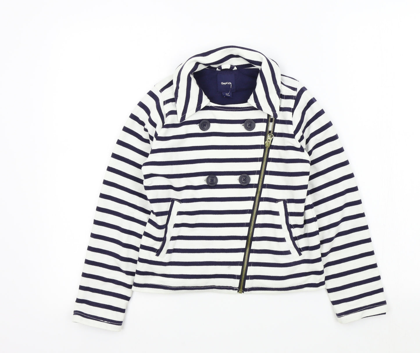 Gap Girls White Striped  Jacket  Size 10-11 Years
