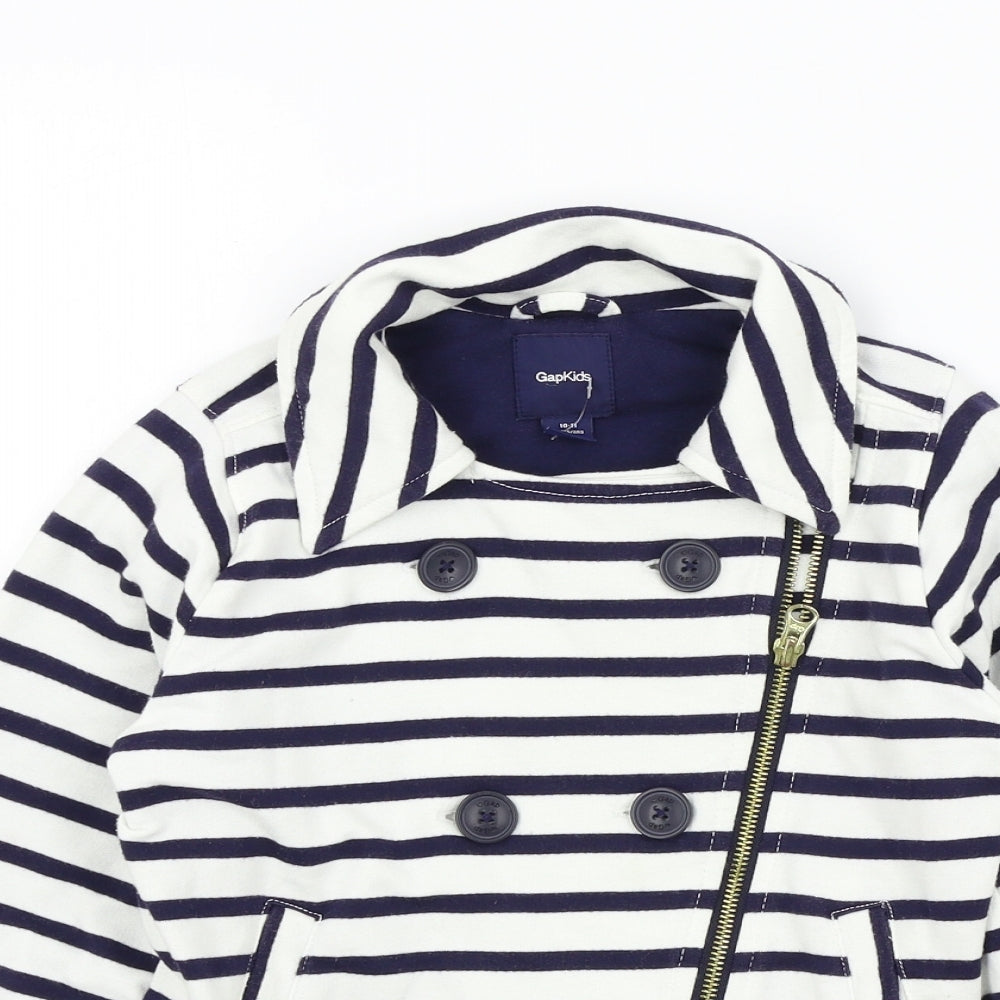 Gap Girls White Striped  Jacket  Size 10-11 Years