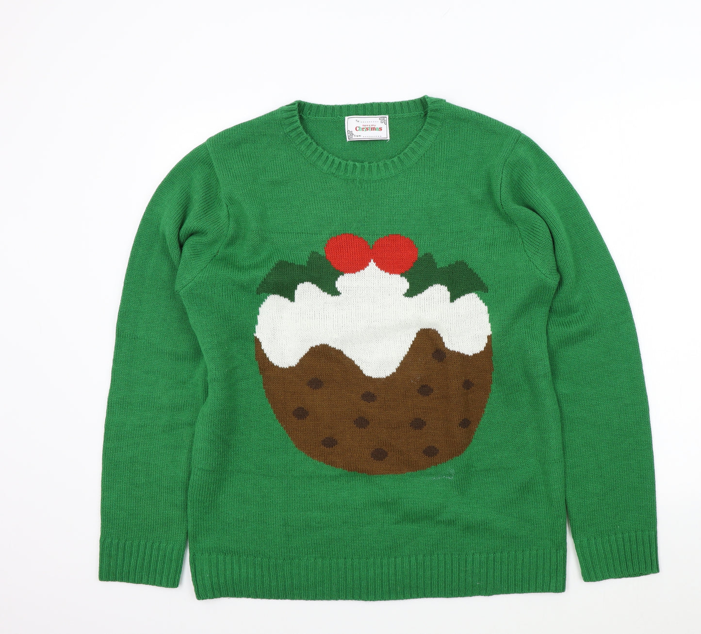 Have a jolly christmas Mens Green Geometric  Pullover Jumper Size L  - Christmas Jumper