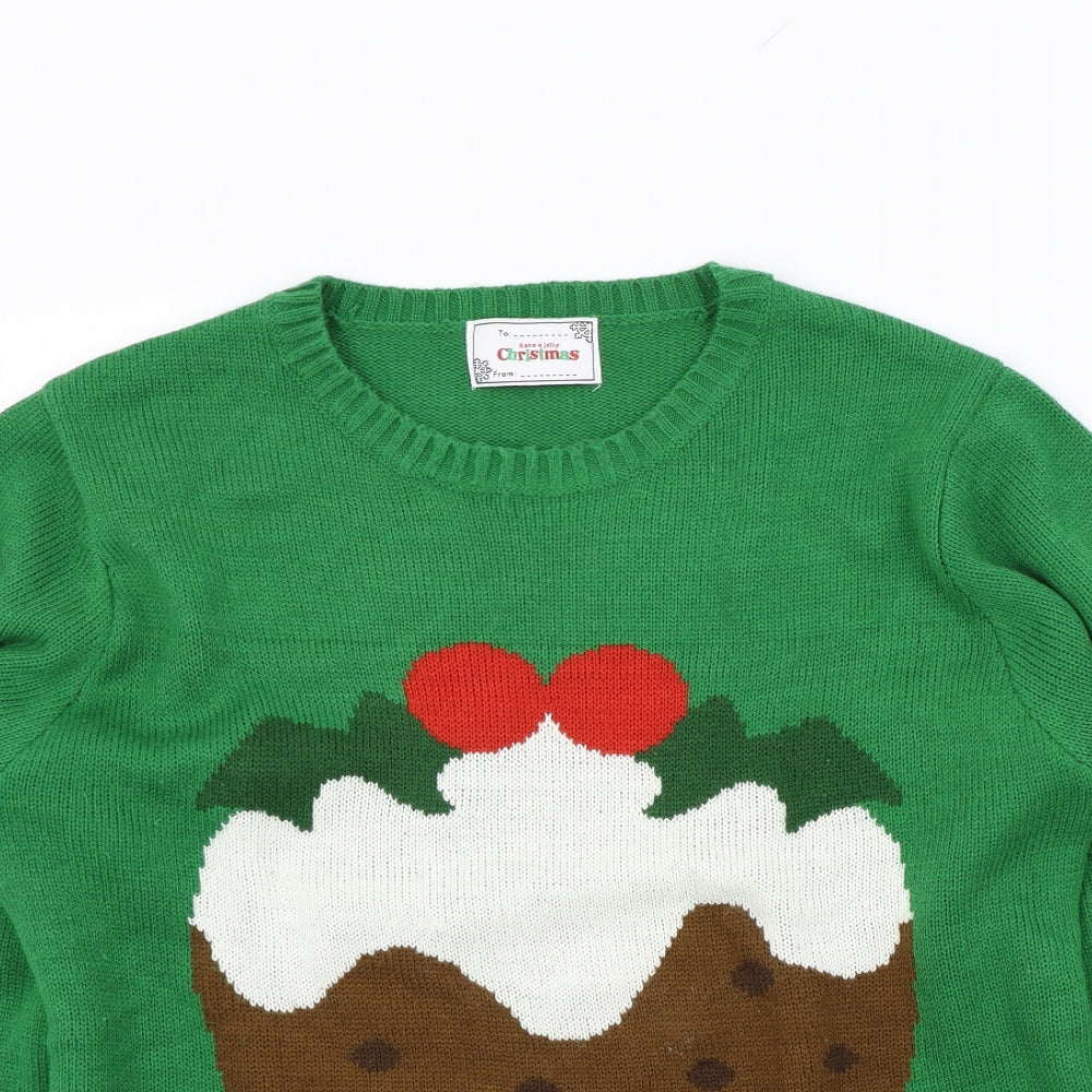 Have a jolly christmas Mens Green Geometric  Pullover Jumper Size L  - Christmas Jumper