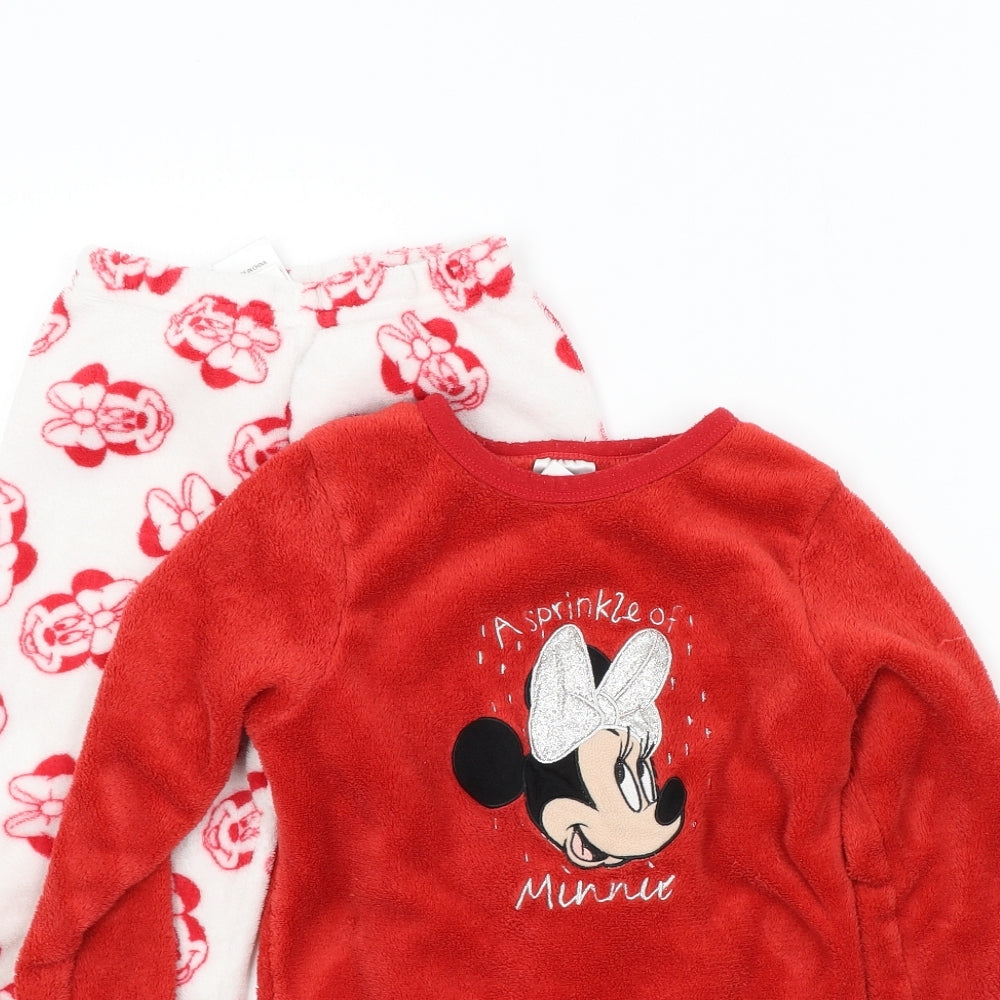 Disney Girls Red Colourblock  Top Pyjama Set Size 4-5 Years  - MINNIE MOUSE