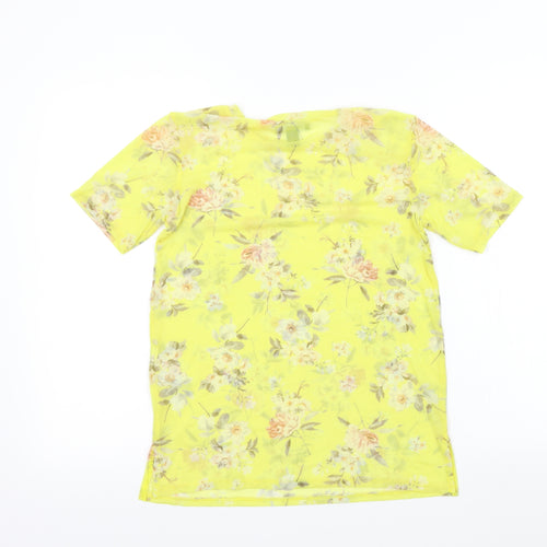 Dorothy Perkins Womens Yellow Floral  Basic T-Shirt Size 6