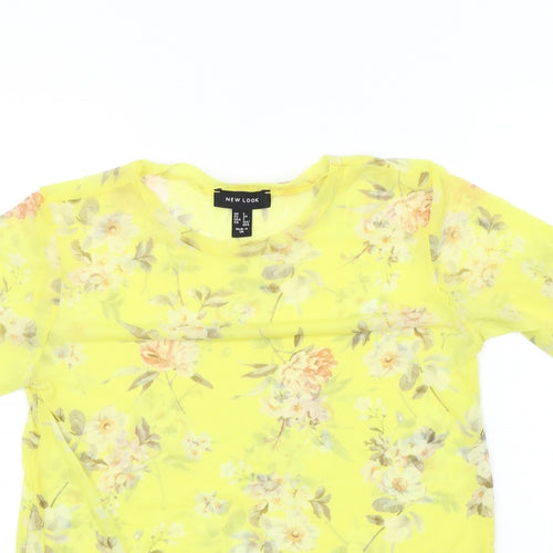 Dorothy Perkins Womens Yellow Floral  Basic T-Shirt Size 6