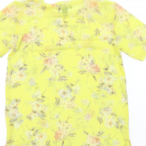 Dorothy Perkins Womens Yellow Floral  Basic T-Shirt Size 6
