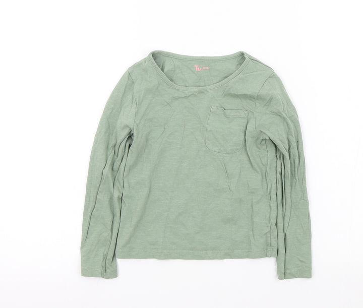 TU Girls Green Colourblock Basic T-Shirt Size 6 Years