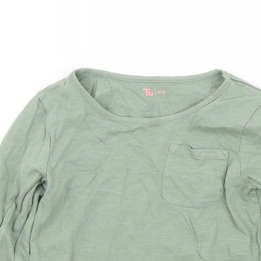 TU Girls Green Colourblock  Basic T-Shirt Size 6 Years
