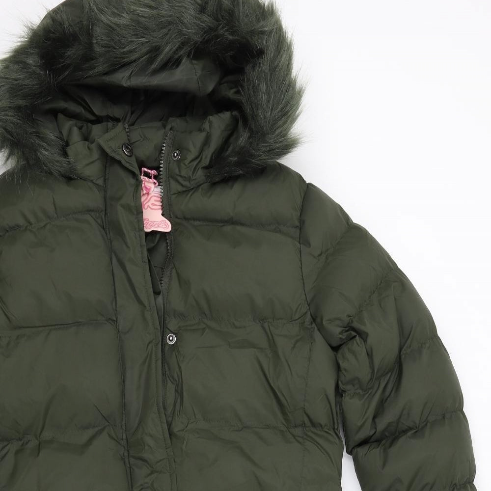 Board Angels Girls Green Colourblock  Overcoat Coat Size 11-12 Years