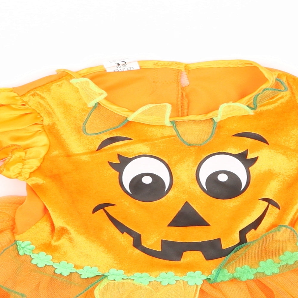 hallow scream Girls Orange   Fit & Flare  Size 18-24 Months  - halloween costume