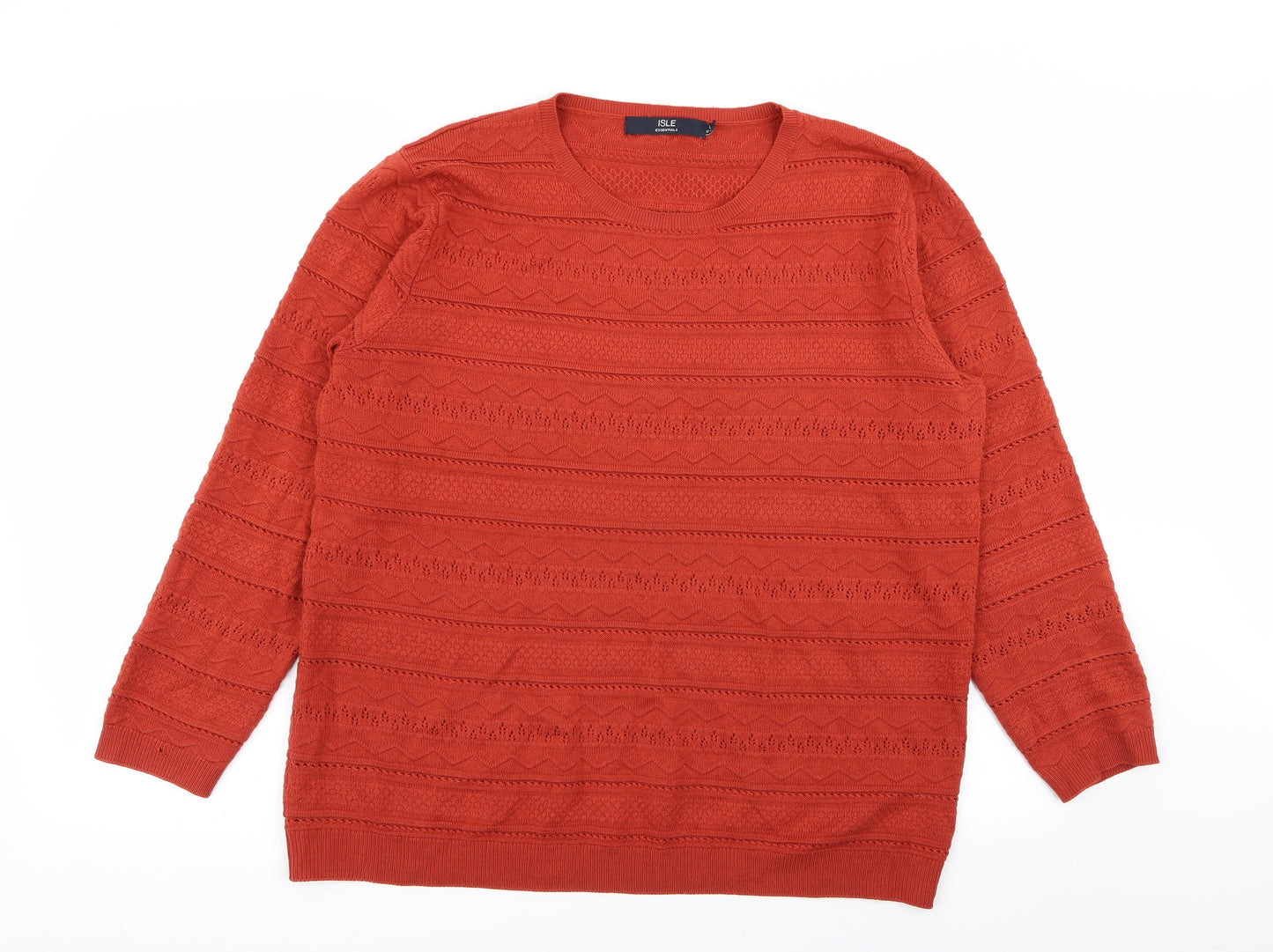 isle Womens Orange Geometric  Pullover Jumper Size 18