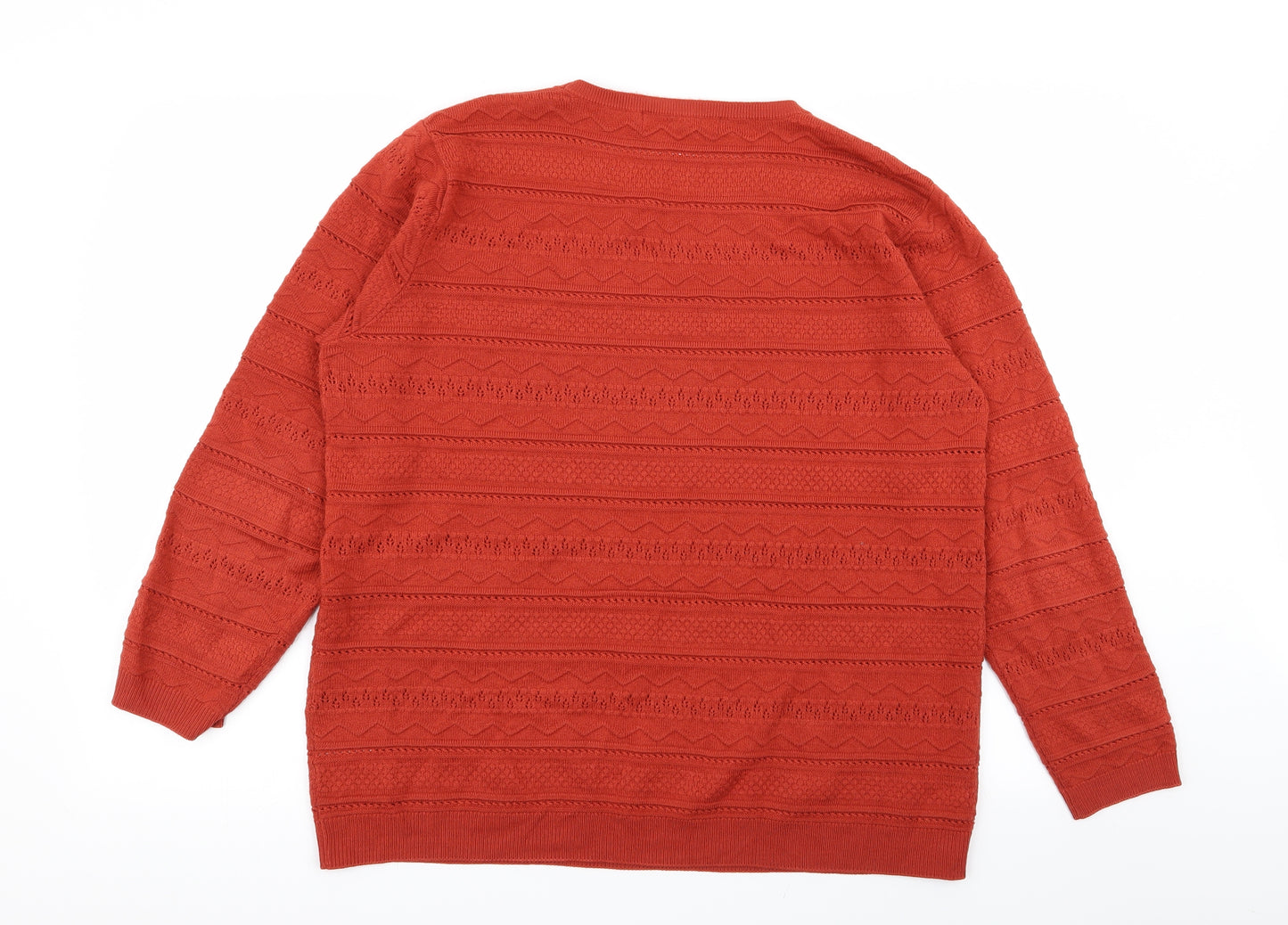 isle Womens Orange Geometric  Pullover Jumper Size 18