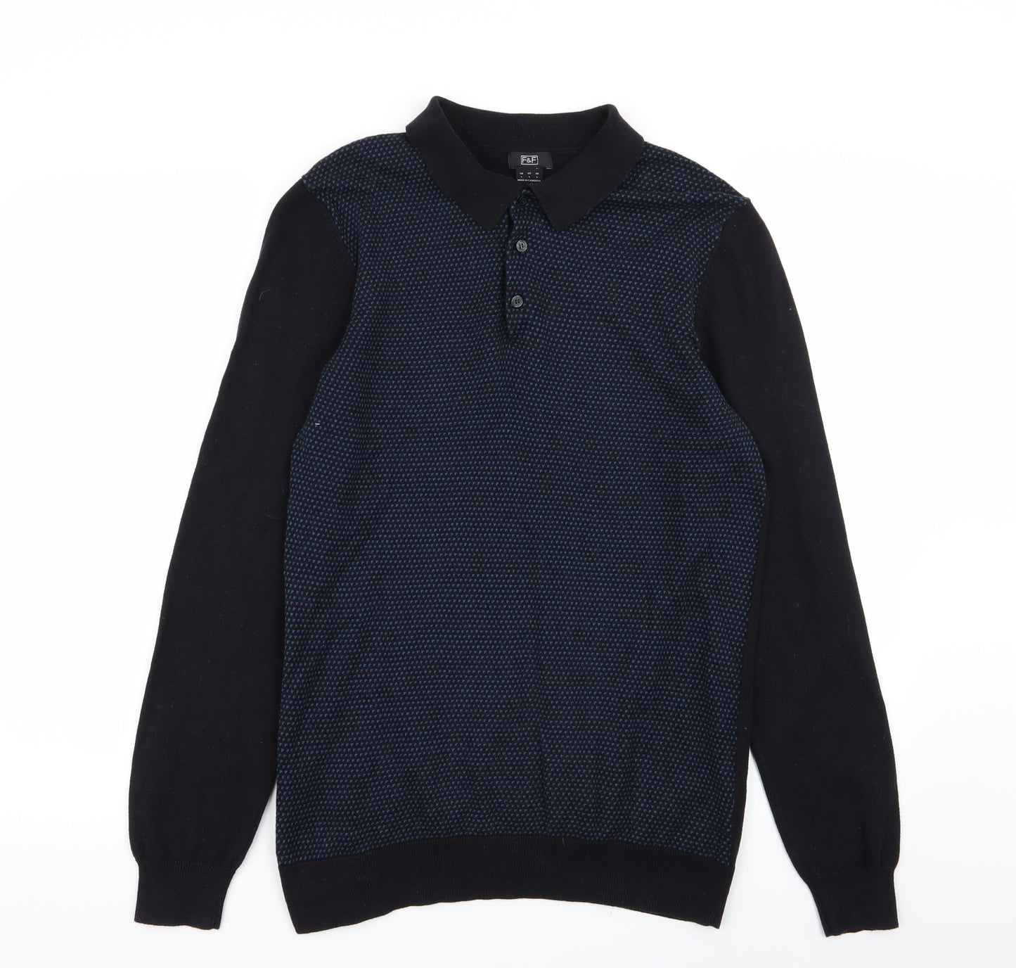 F&F Mens Black Polka Dot   Polo Size L