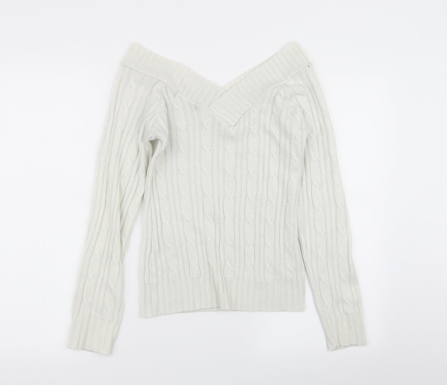 Select Womens White Geometric  Pullover Jumper Size 12