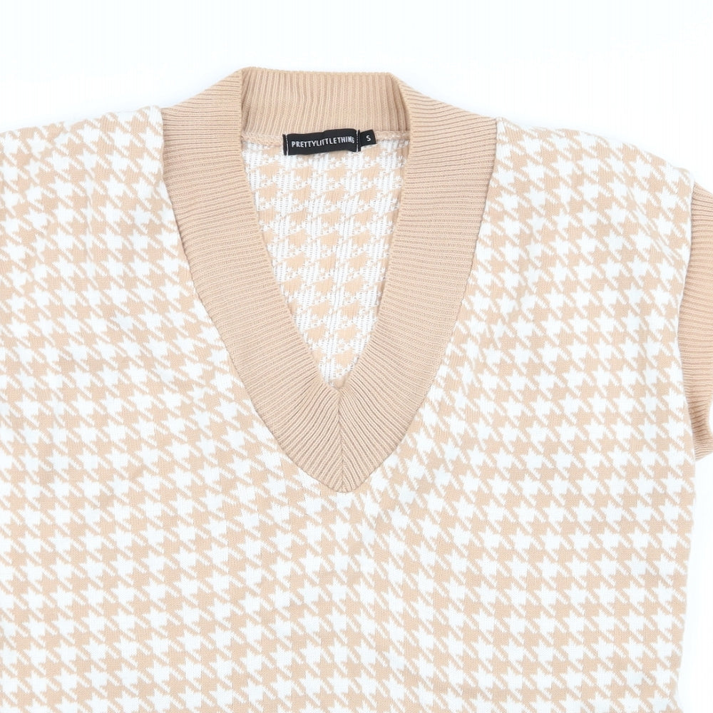 PLT Womens Multicoloured Houndstooth  Pullover Jumper Size S