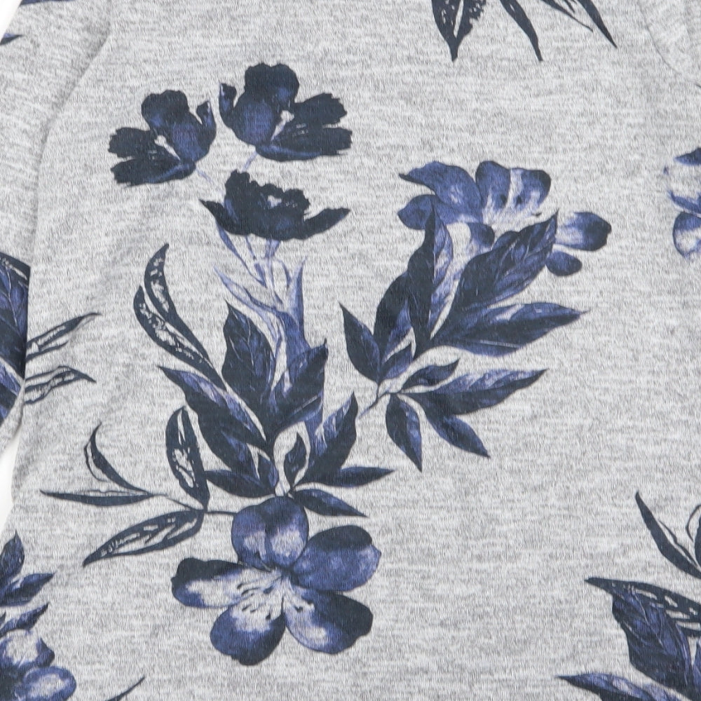 Debenhams Womens Grey Floral  Basic T-Shirt Size 12