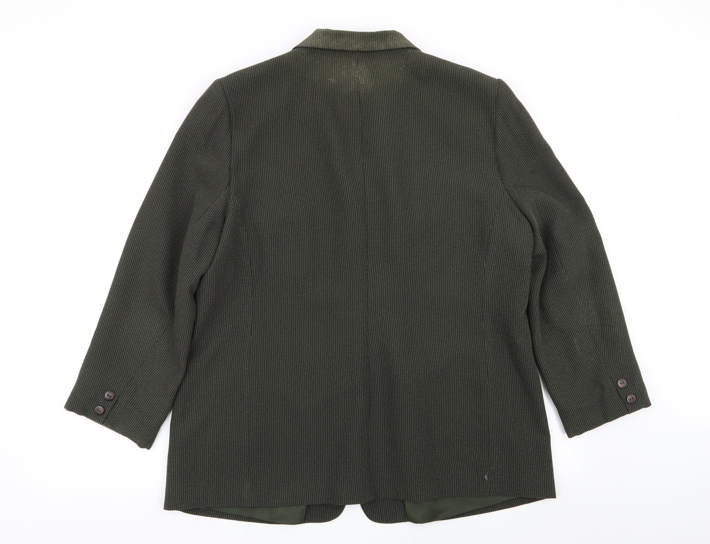 Essentials Womens Green Striped  Jacket Blazer Size 18