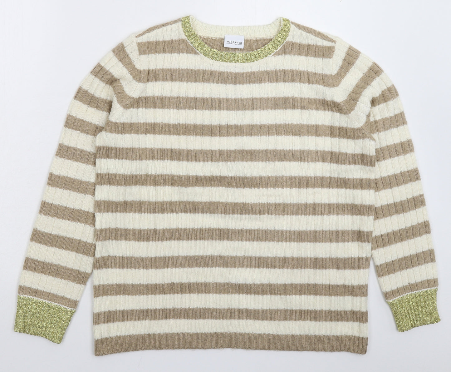Together Womens Multicoloured Striped Knit Pullover Jumper Size 14
