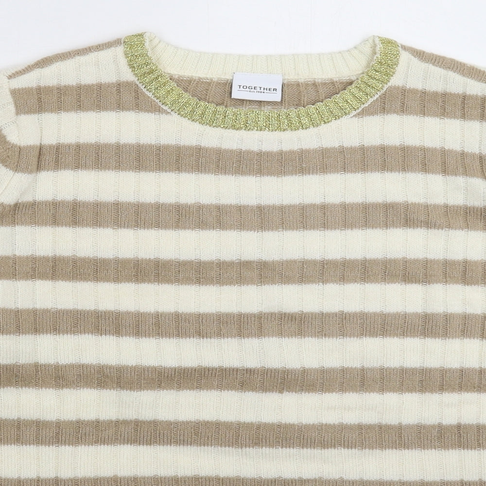 Together Womens Multicoloured Striped Knit Pullover Jumper Size 14